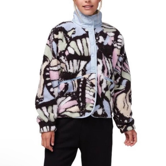 Free People Movement Hit The Slopes Printed Fleece Jacket Butterfly Print - Picture 2 of 10